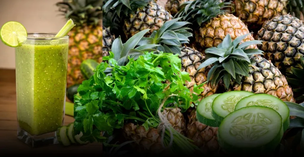 suco de abacaxi, pepino e salsinha para a saúde